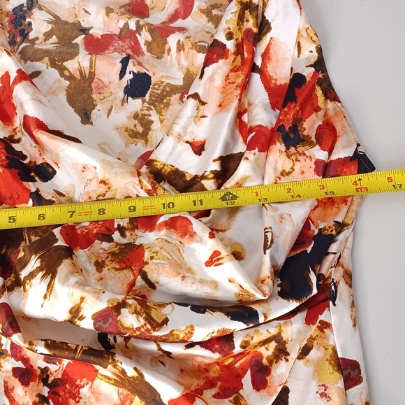 Floral Y2K 100% Silk Feminine Sleeveless Draped Wrap Blouse - Picture 8 of 11